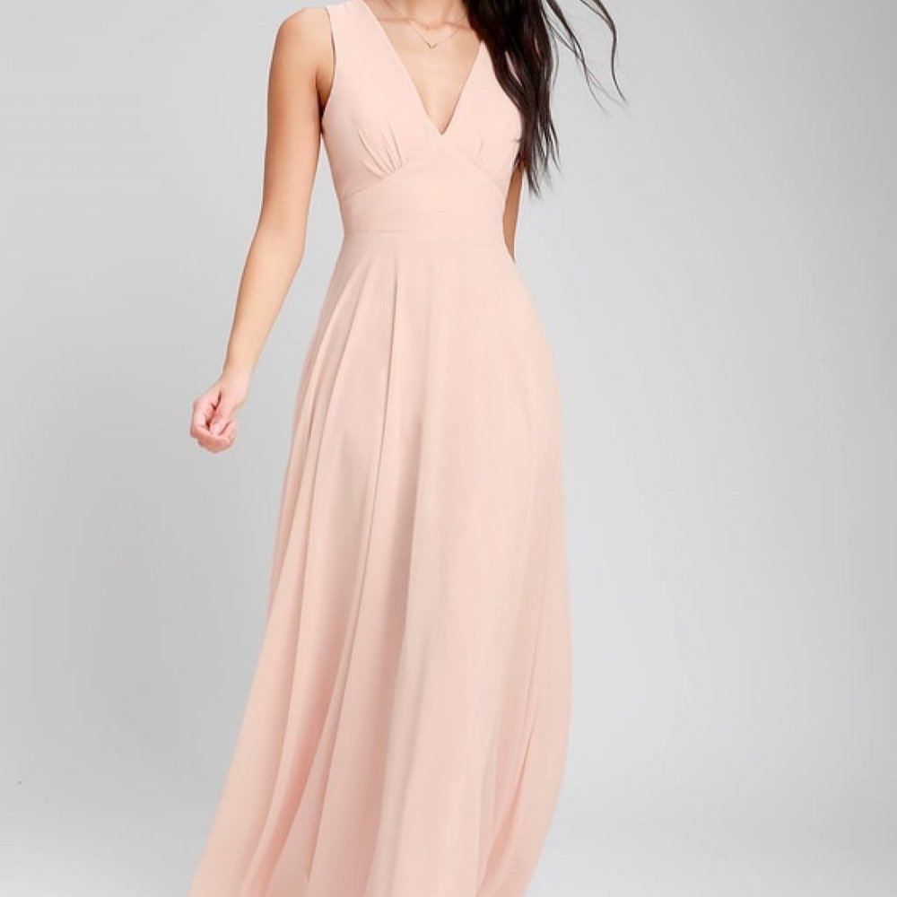 Lulu's NWT Here for Love Blush Sleeveless Maxi Dress bridesmaid formal dress L - Picture 1 of 12